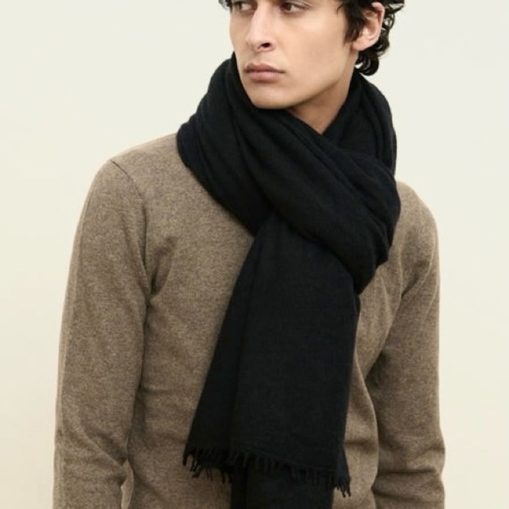 Oversized Mens Pure 100% Scottish Cashmere Scarf Muffler Black XXL New